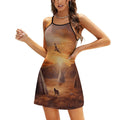 Robe d'été pour femme, style amérindien, bretelles spaghetti ajustables, mini-robe décontractée à bretelles fines, robe de plage
